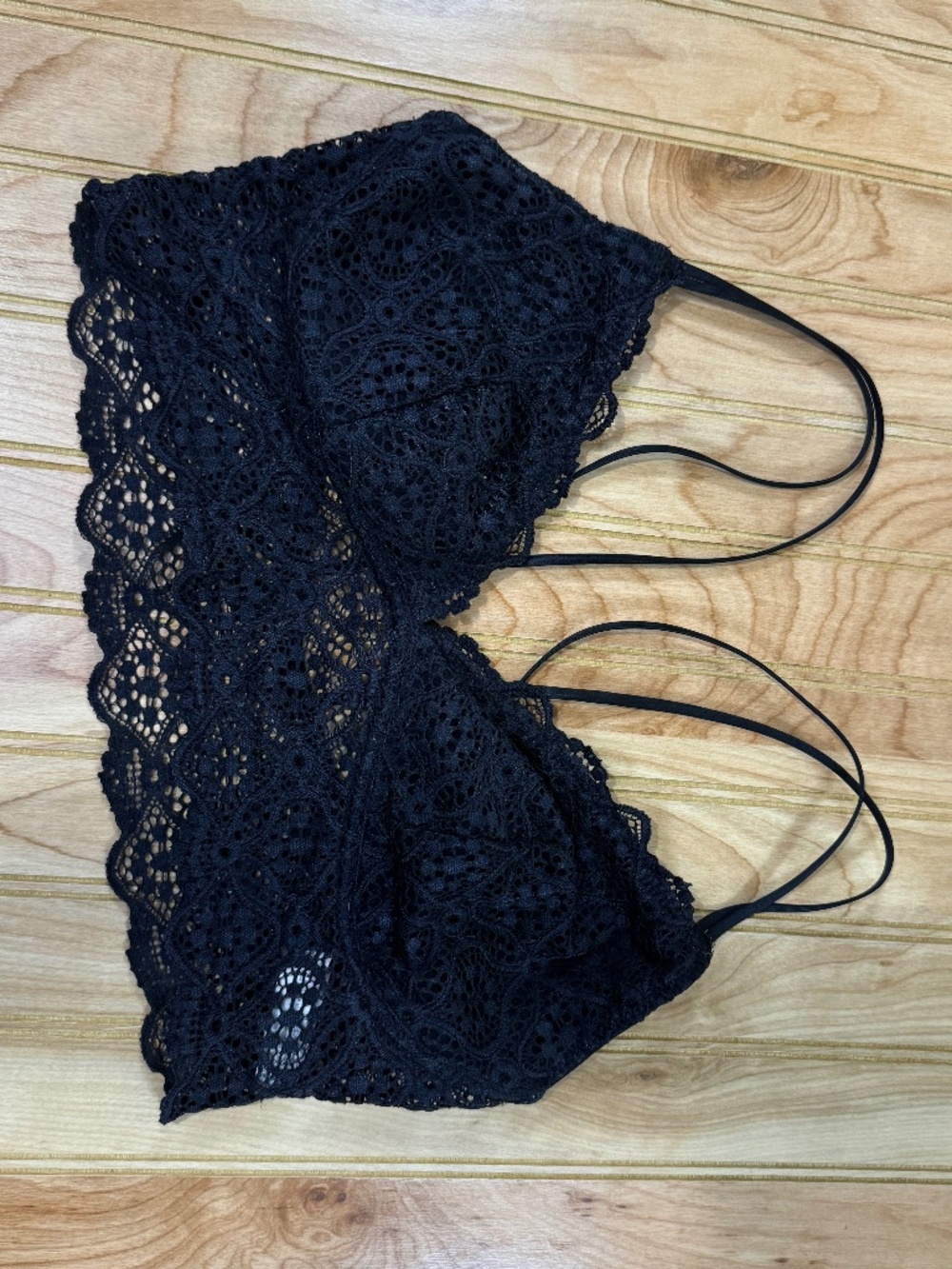 Auden Black Lace Strappy Bralette Medium